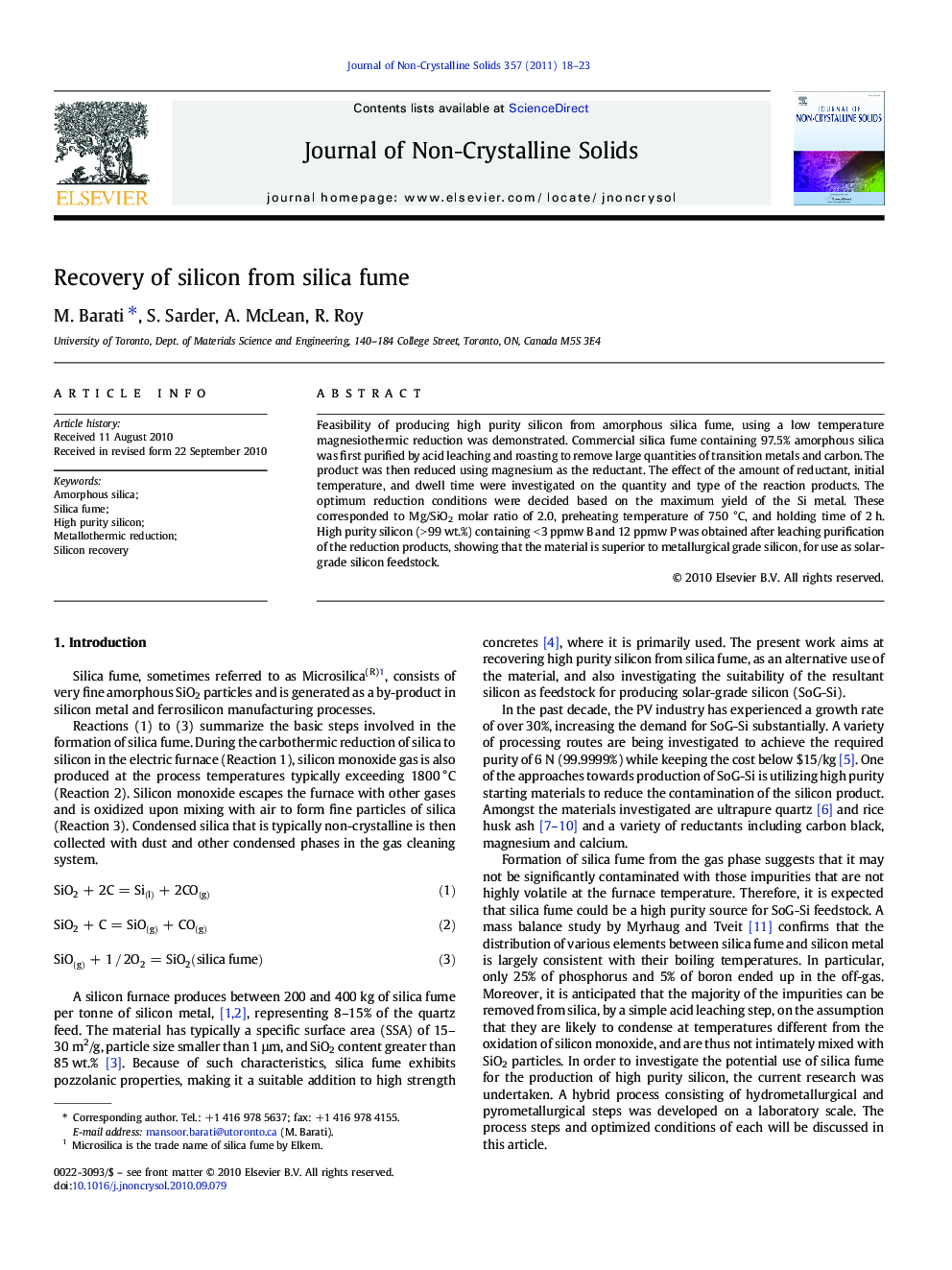 Recovery of silicon from silica fume