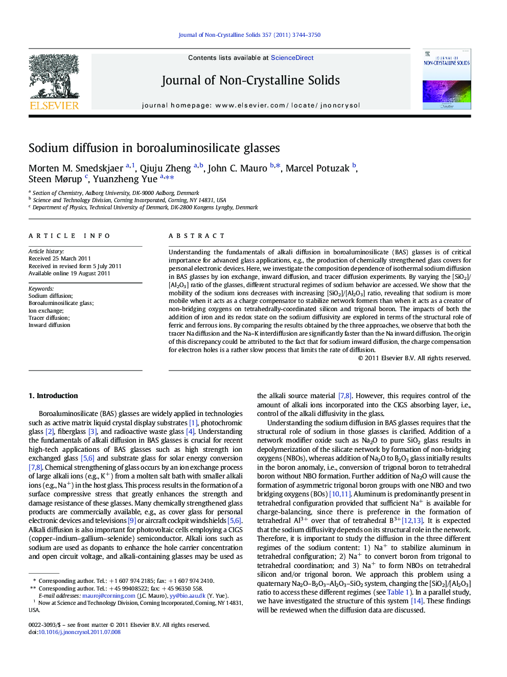 Sodium diffusion in boroaluminosilicate glasses