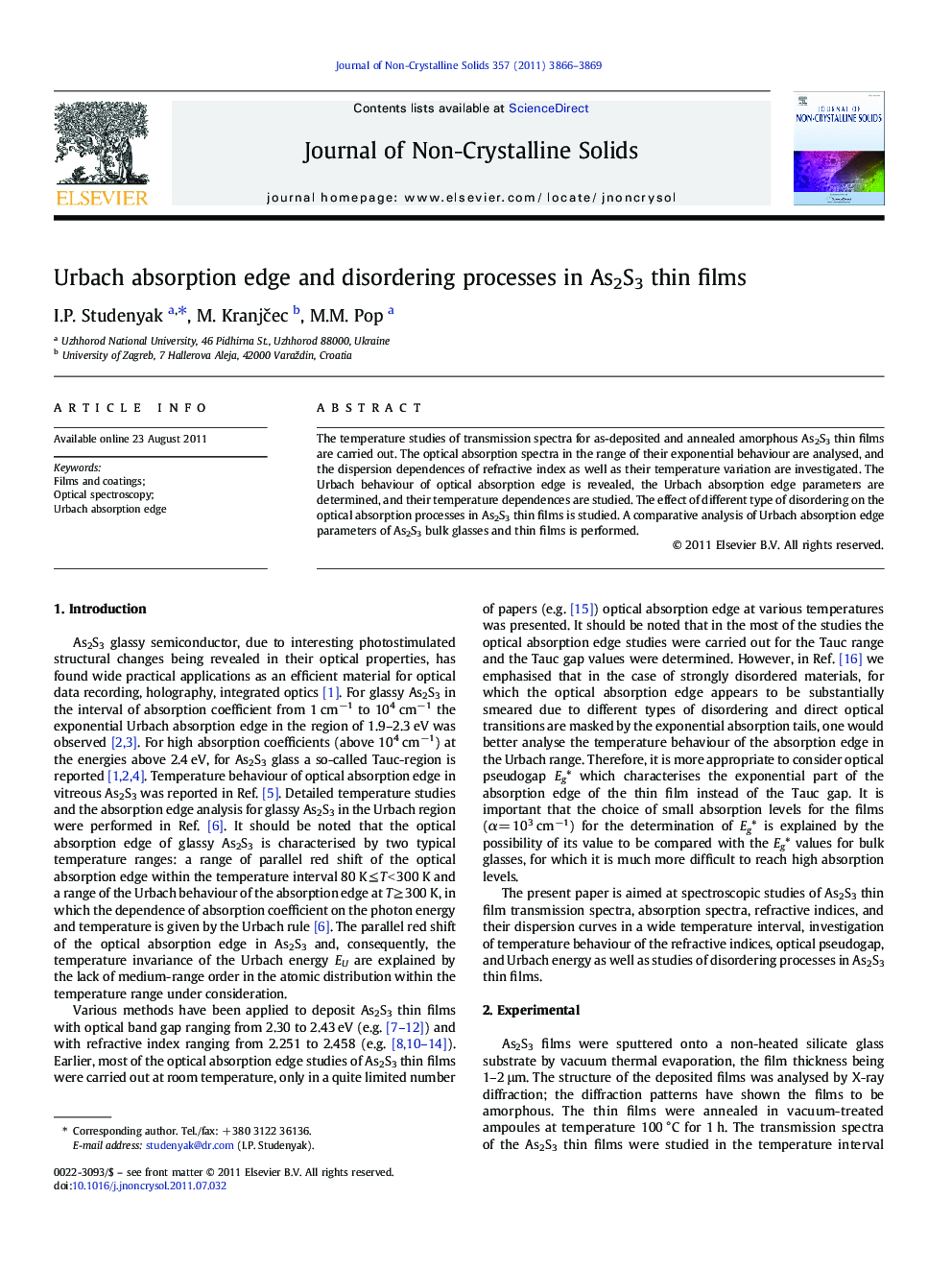 Urbach absorption edge and disordering processes in As2S3 thin films