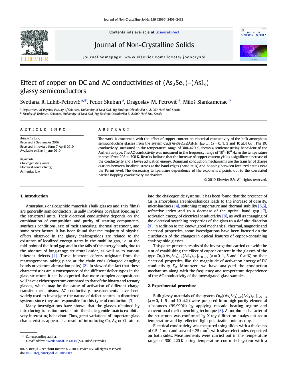 Effect of copper on DC and AC conductivities of (As2Se3)-(AsI3) glassy semiconductors