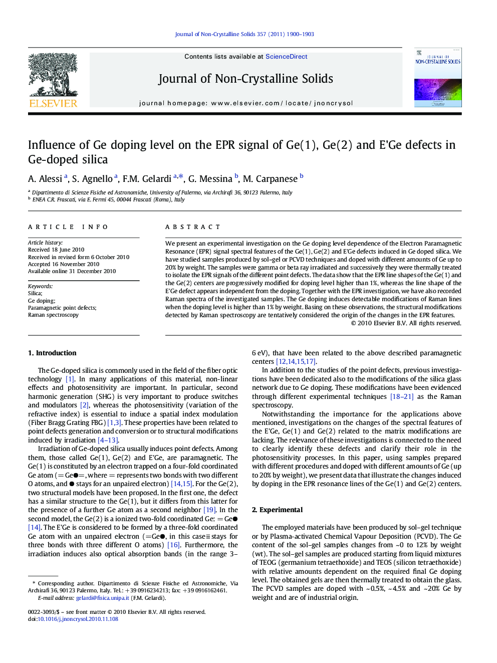 Influence of Ge doping level on the EPR signal of Ge(1), Ge(2) and E'Ge defects in Ge-doped silica