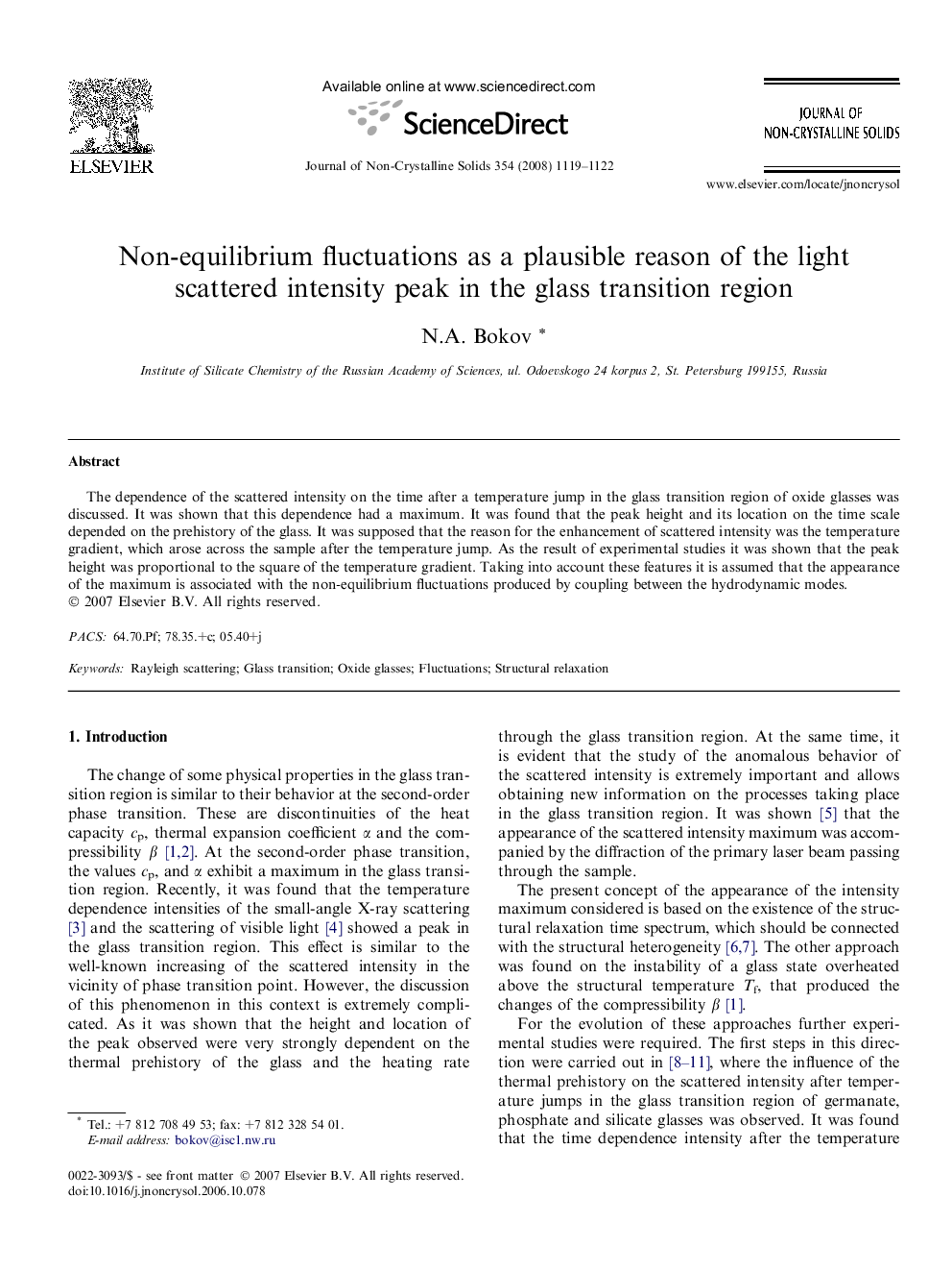 Non-equilibrium fluctuations as a plausible reason of the light scattered intensity peak in the glass transition region