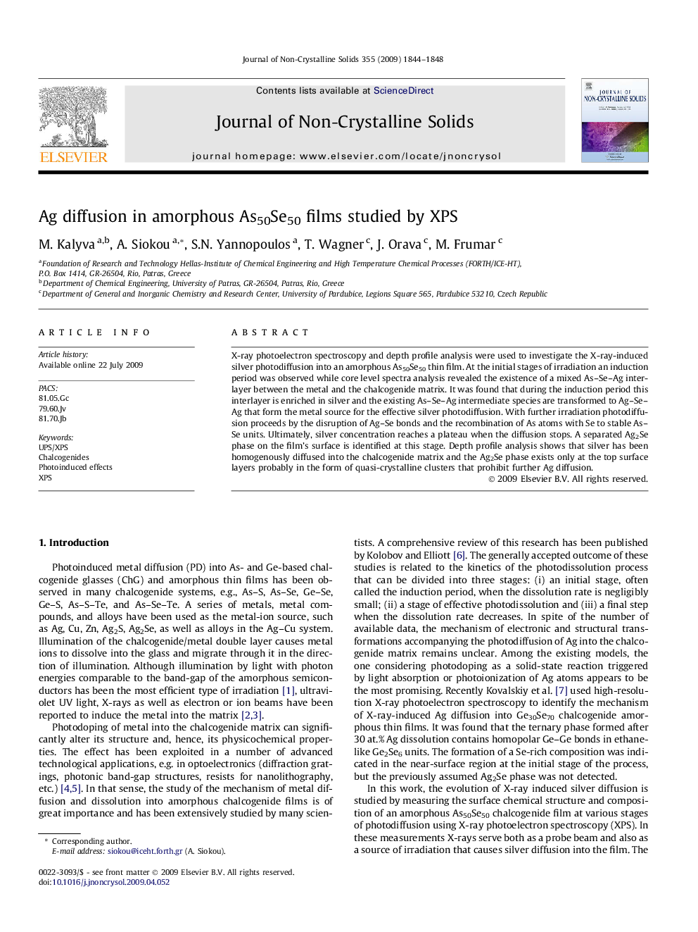 Ag diffusion in amorphous As50Se50 films studied by XPS