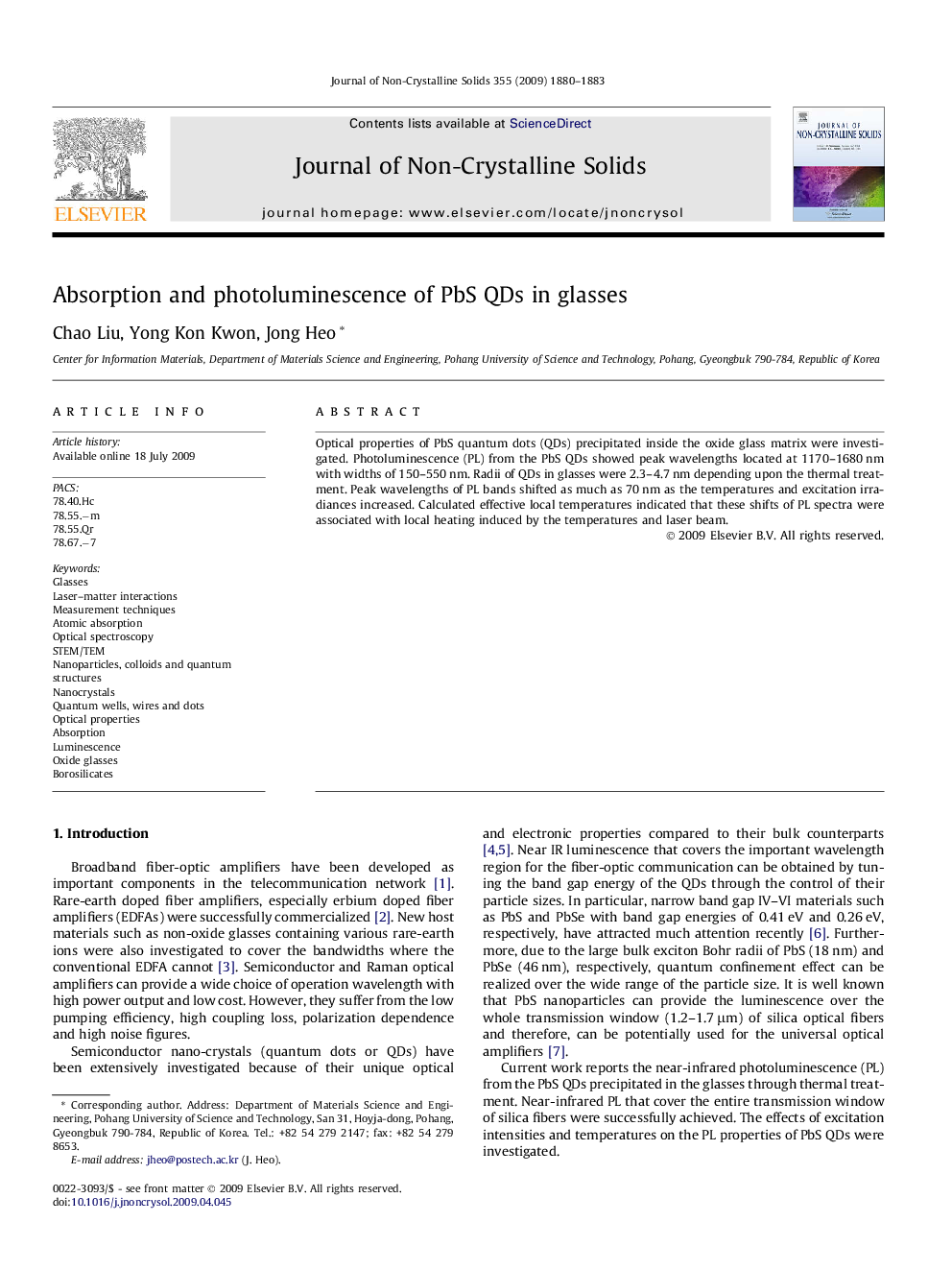 Absorption and photoluminescence of PbS QDs in glasses