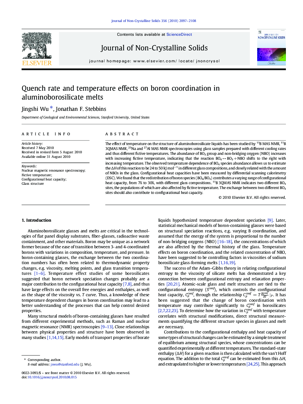 Quench rate and temperature effects on boron coordination in aluminoborosilicate melts