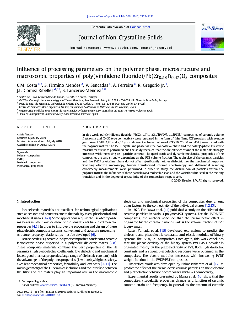 Influence of processing parameters on the polymer phase, microstructure and macroscopic properties of poly(vinilidene fluoride)/Pb(Zr0.53Ti0.47)O3 composites