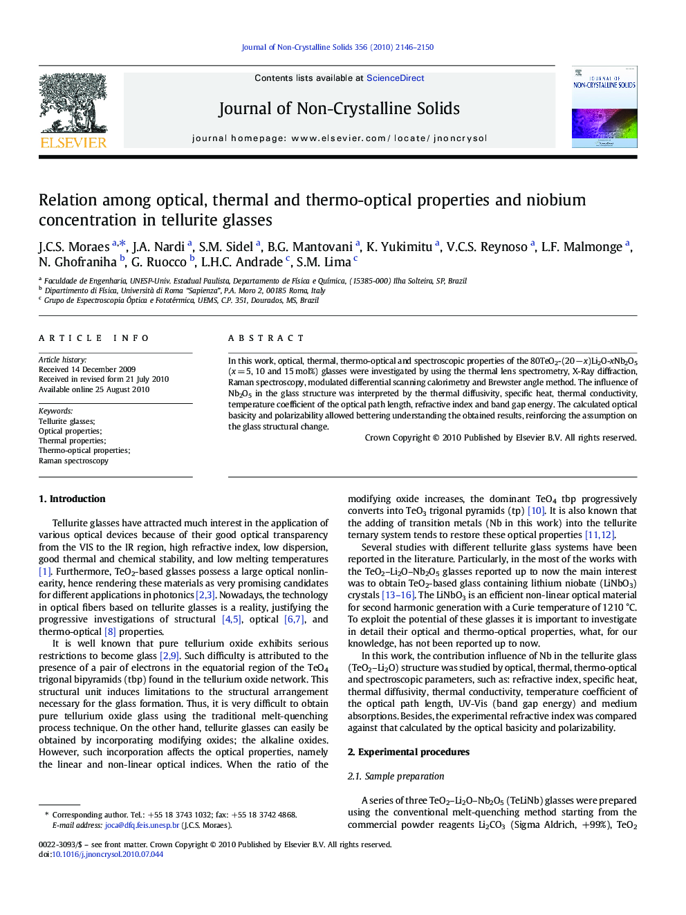 Relation among optical, thermal and thermo-optical properties and niobium concentration in tellurite glasses