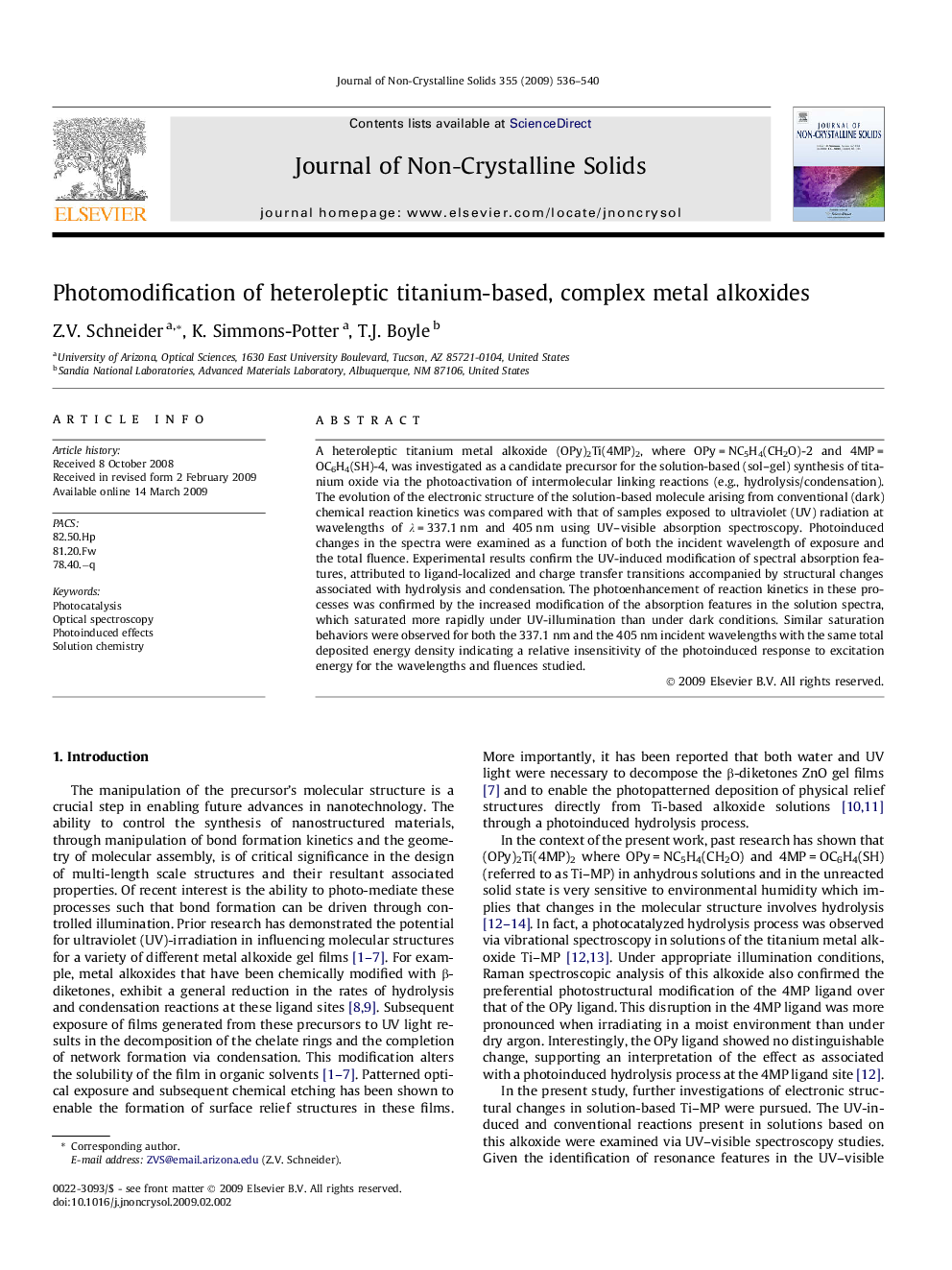 Photomodification of heteroleptic titanium-based, complex metal alkoxides