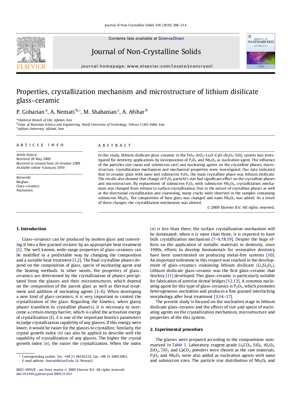 Properties, crystallization mechanism and microstructure of lithium disilicate glass–ceramic