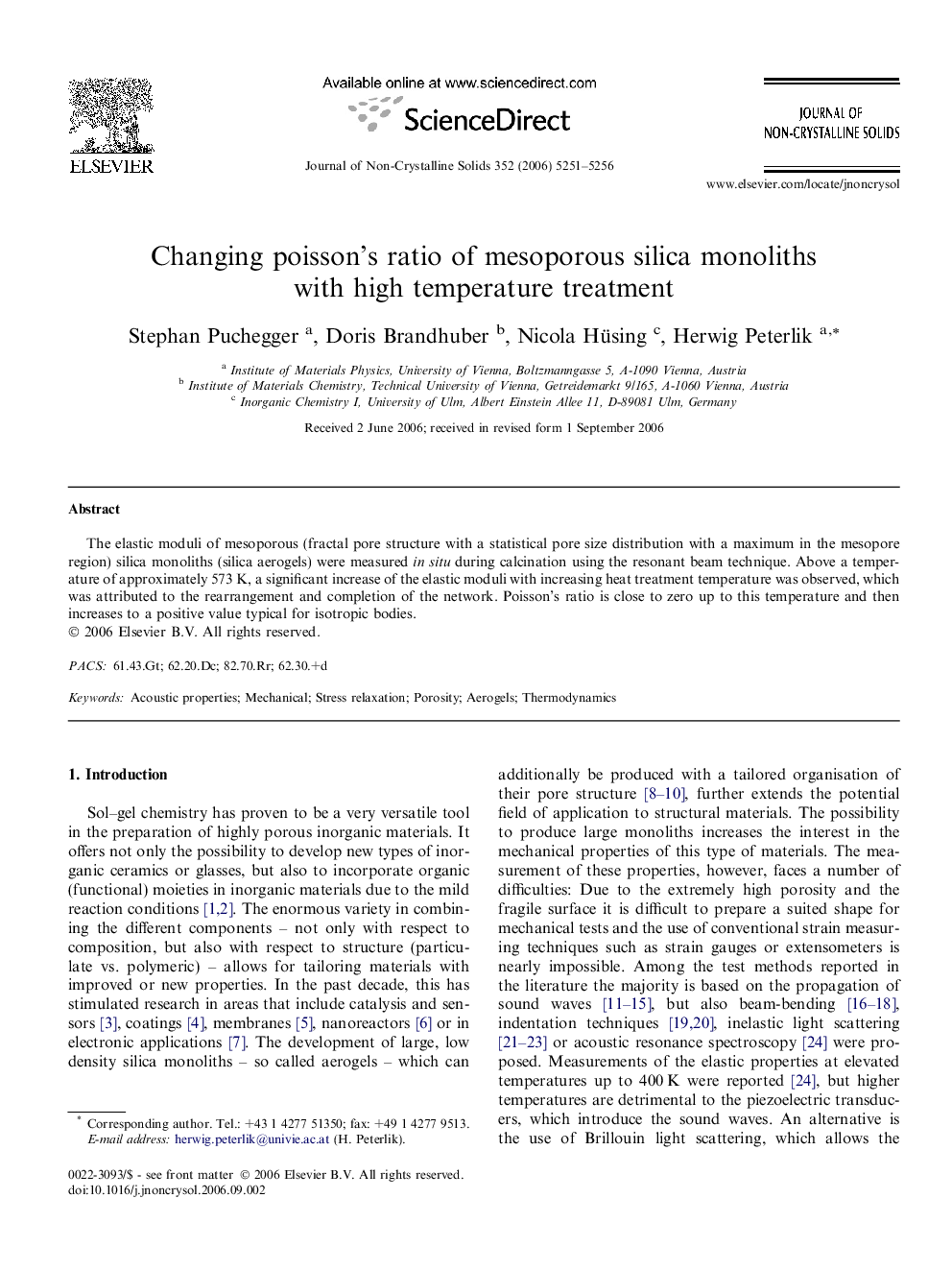 Changing poisson’s ratio of mesoporous silica monoliths with high temperature treatment