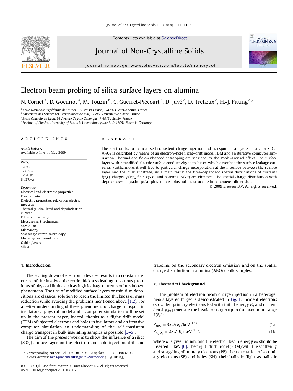 Electron beam probing of silica surface layers on alumina