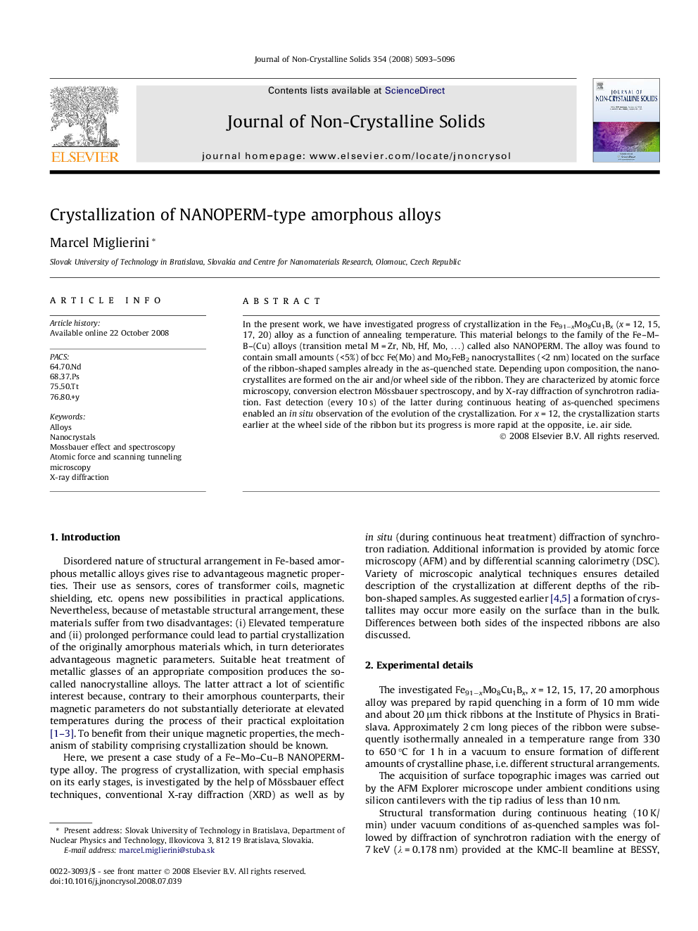 Crystallization of NANOPERM-type amorphous alloys