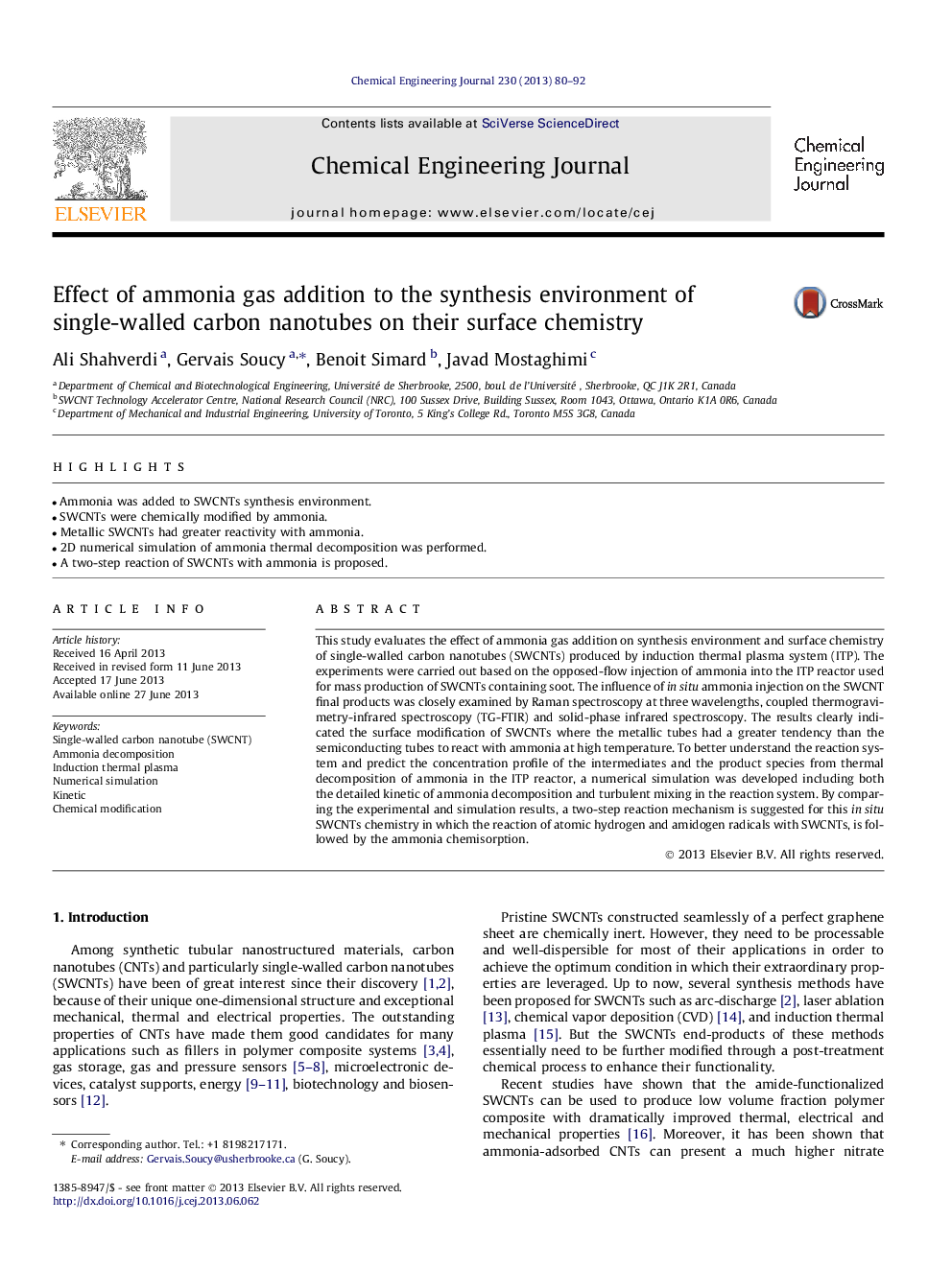 Effect of ammonia gas addition to the synthesis environment of single-walled carbon nanotubes on their surface chemistry