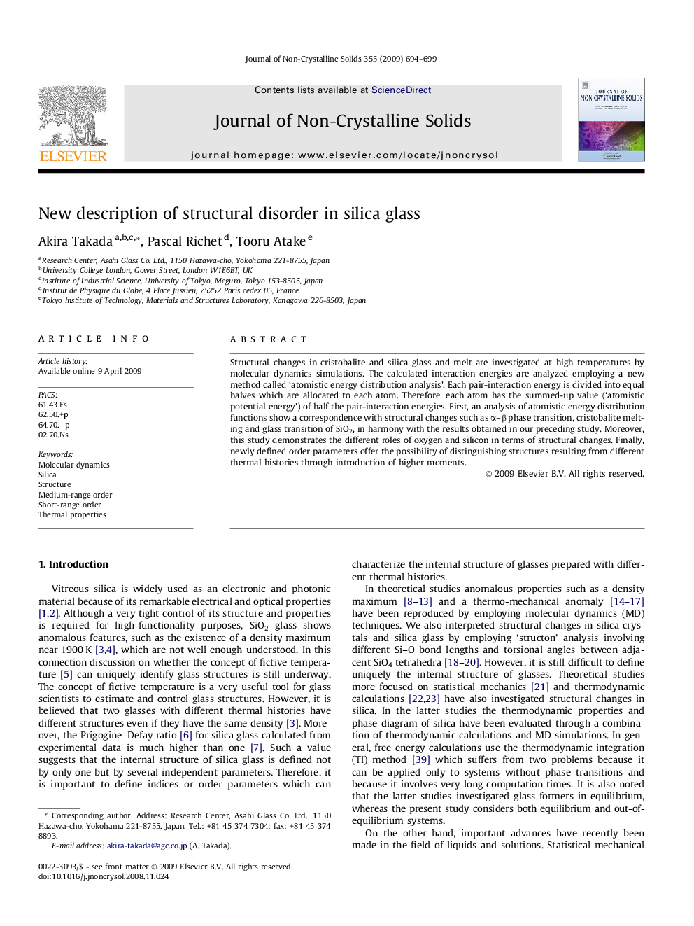 New description of structural disorder in silica glass