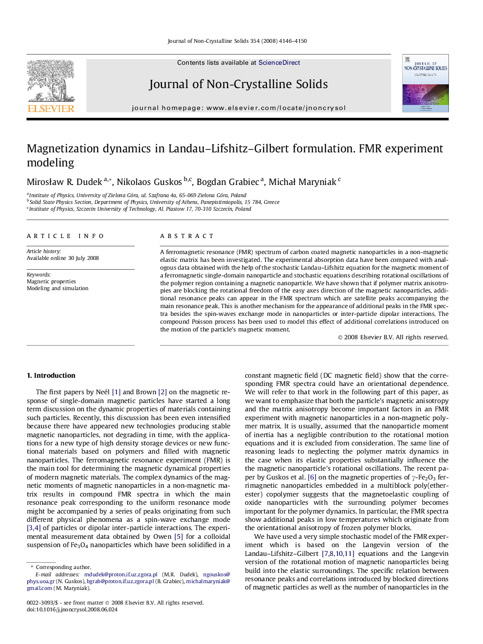 Magnetization dynamics in Landau–Lifshitz–Gilbert formulation. FMR experiment modeling