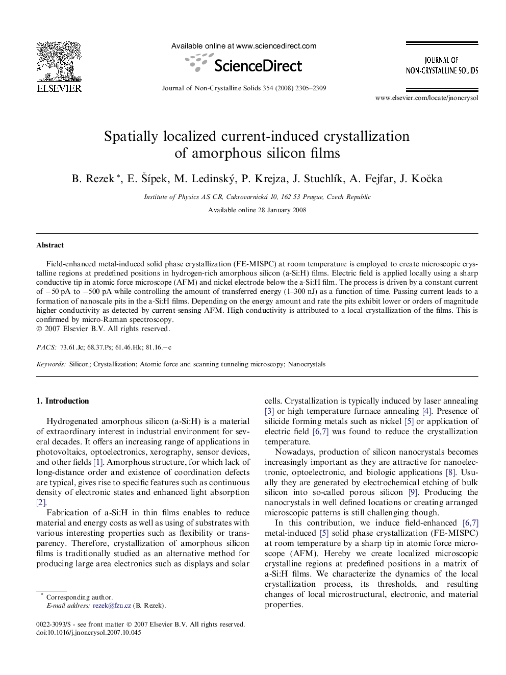 Spatially localized current-induced crystallization of amorphous silicon films