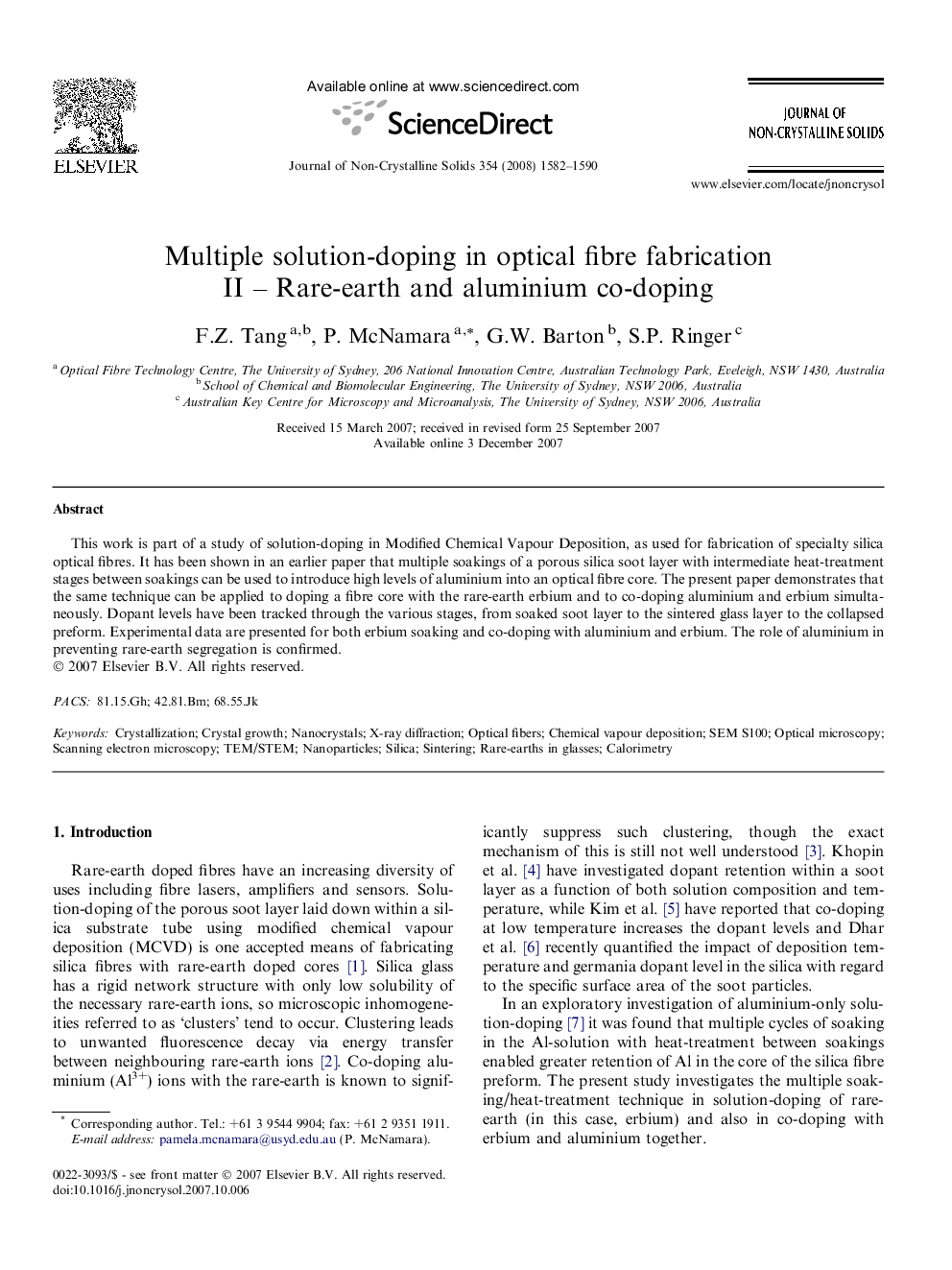 Multiple solution-doping in optical fibre fabrication II – Rare-earth and aluminium co-doping