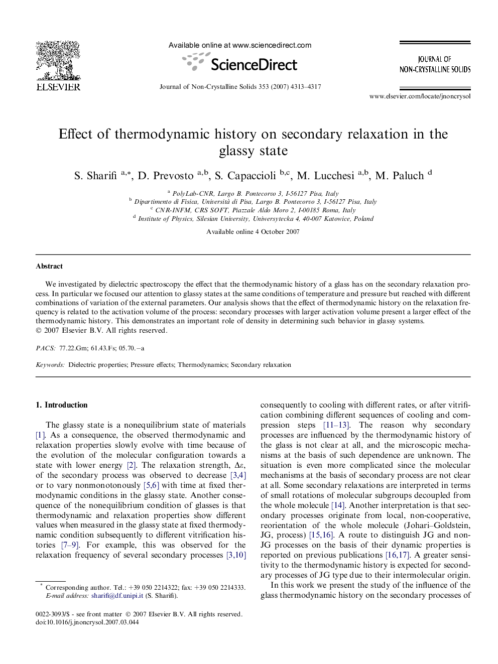 Effect of thermodynamic history on secondary relaxation in the glassy state
