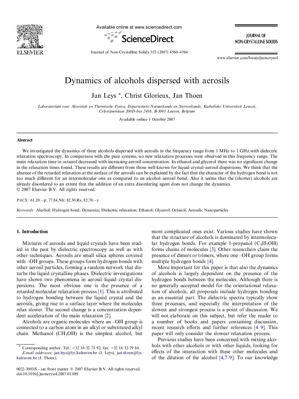 Dynamics of alcohols dispersed with aerosils