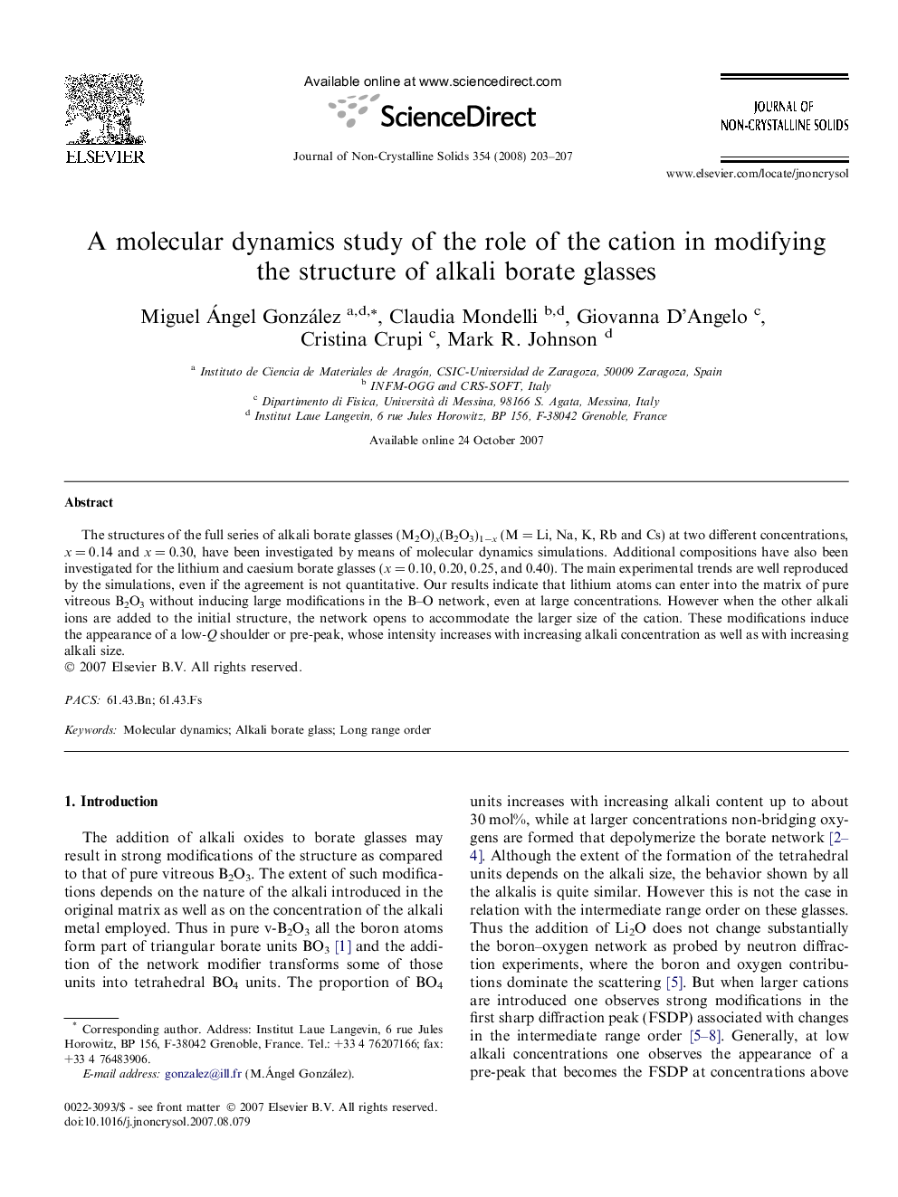 A molecular dynamics study of the role of the cation in modifying the structure of alkali borate glasses