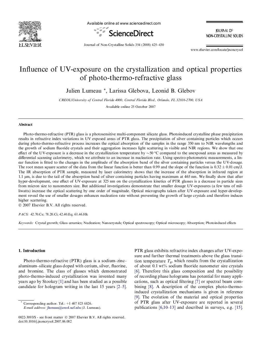 Influence of UV-exposure on the crystallization and optical properties of photo-thermo-refractive glass