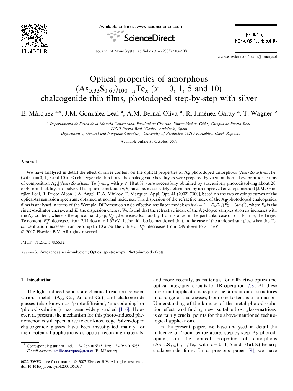 Optical properties of amorphous (As0.33S0.67)100−xTex (x = 0, 1, 5 and 10) chalcogenide thin films, photodoped step-by-step with silver