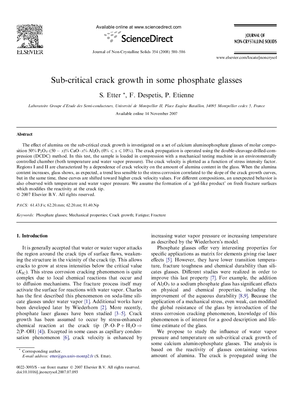 Sub-critical crack growth in some phosphate glasses