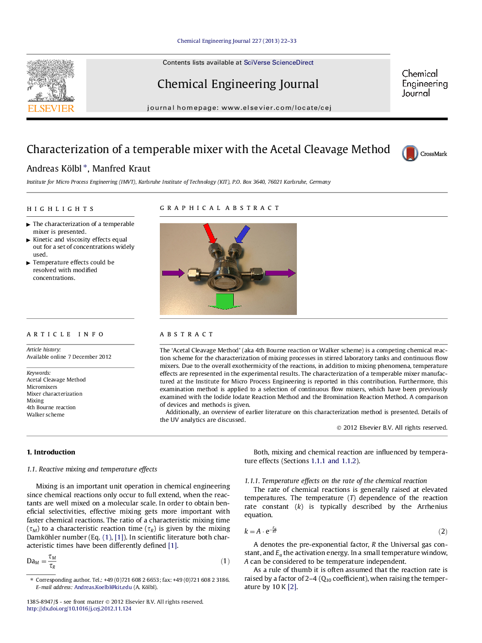 عکس صفحه اول مقاله: Characterization of a temperable mixer with the Acetal Cleavage Method Characterization of a temperable mixer with the Acetal Cleavage Method