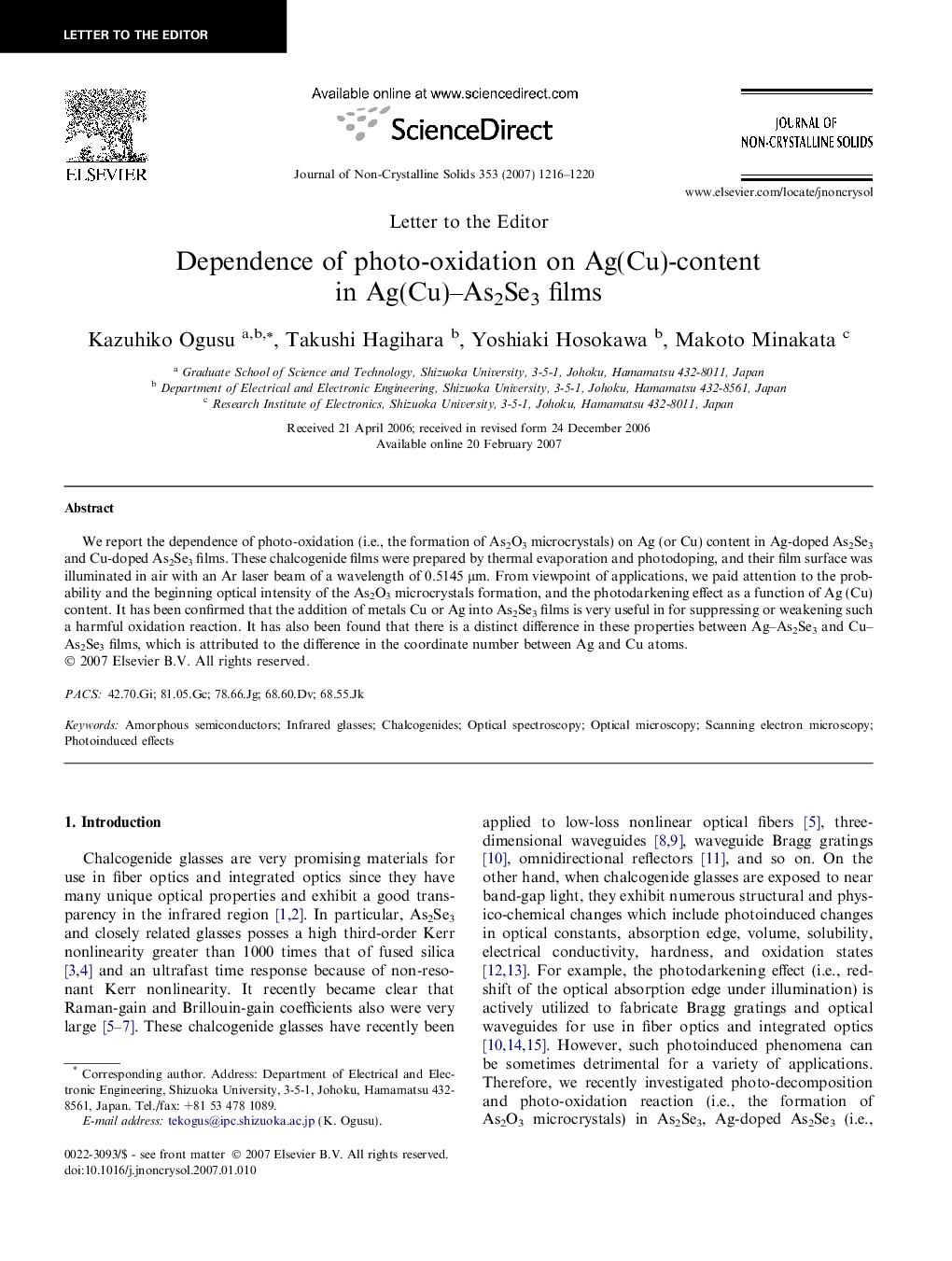 Dependence of photo-oxidation on Ag(Cu)-content in Ag(Cu)–As2Se3 films