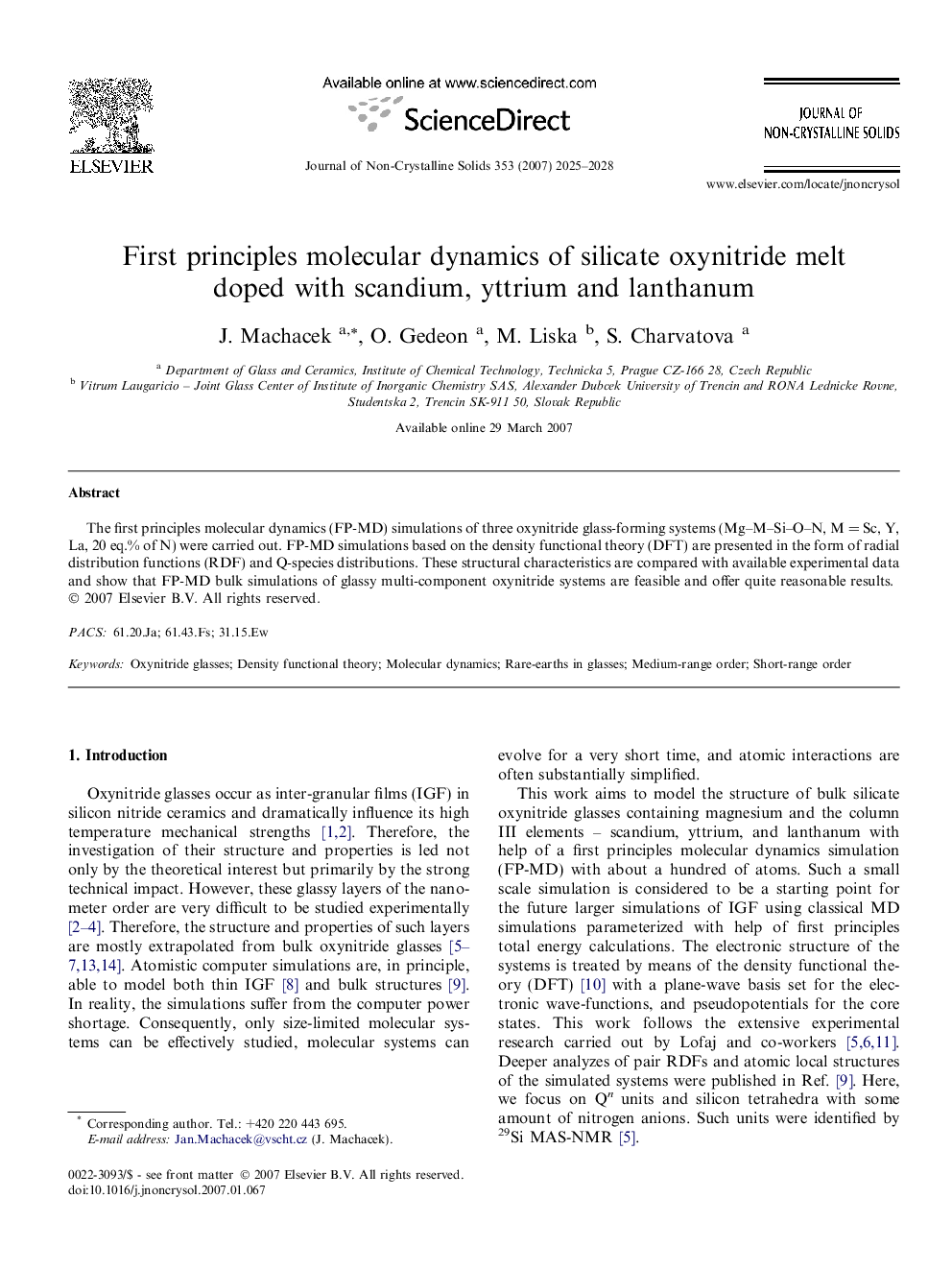 First principles molecular dynamics of silicate oxynitride melt doped with scandium, yttrium and lanthanum