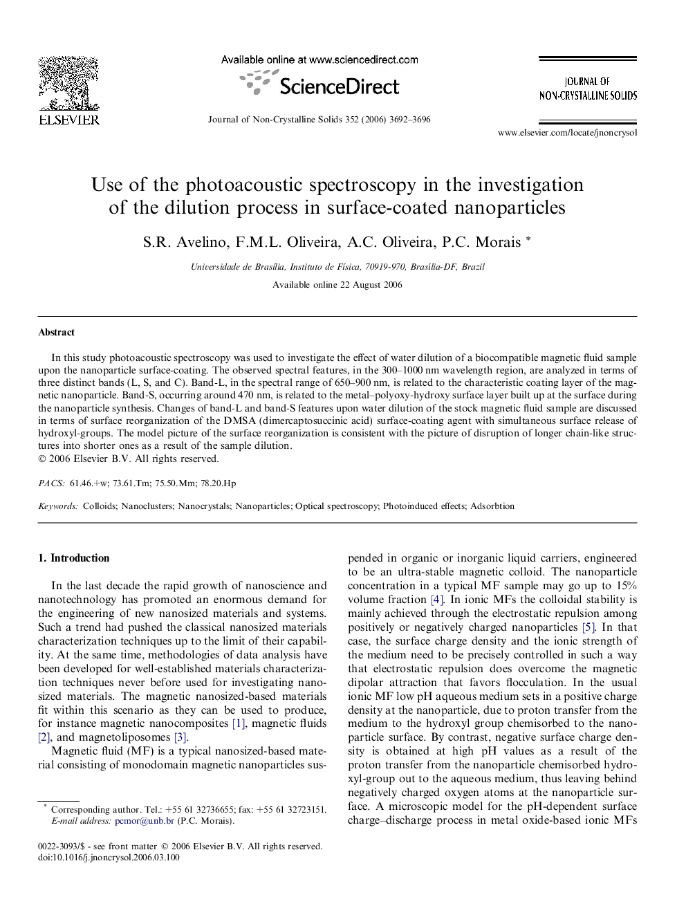 Use of the photoacoustic spectroscopy in the investigation of the dilution process in surface-coated nanoparticles