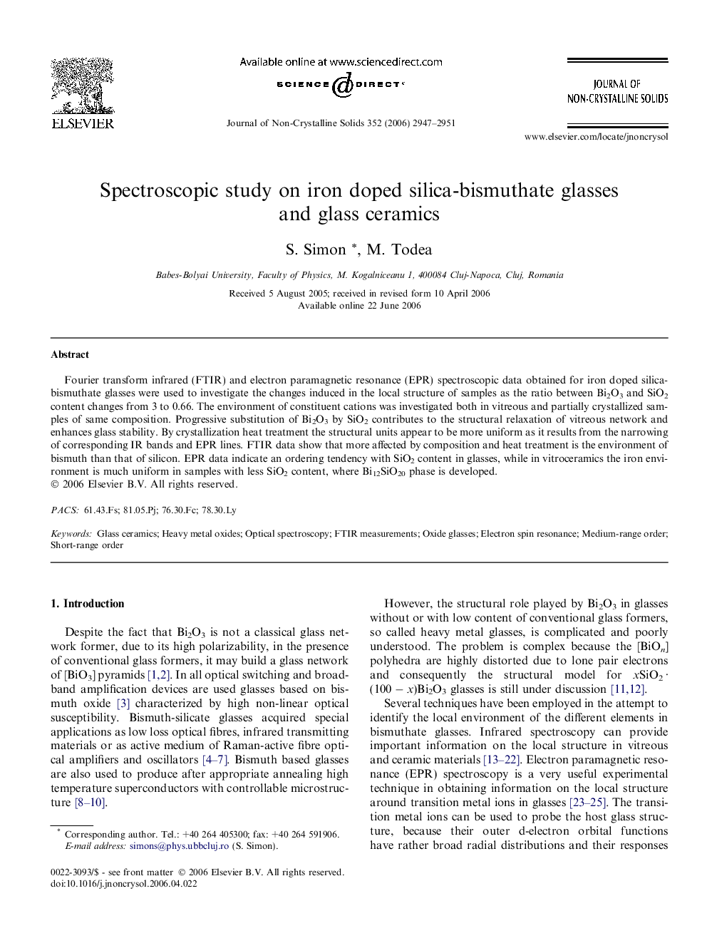 Spectroscopic study on iron doped silica-bismuthate glasses and glass ceramics