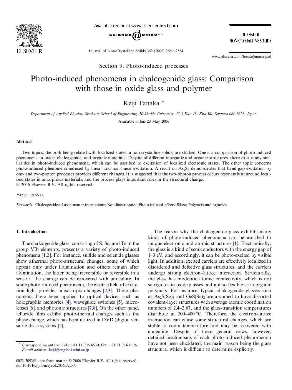 Photo-induced phenomena in chalcogenide glass: Comparison with those in oxide glass and polymer