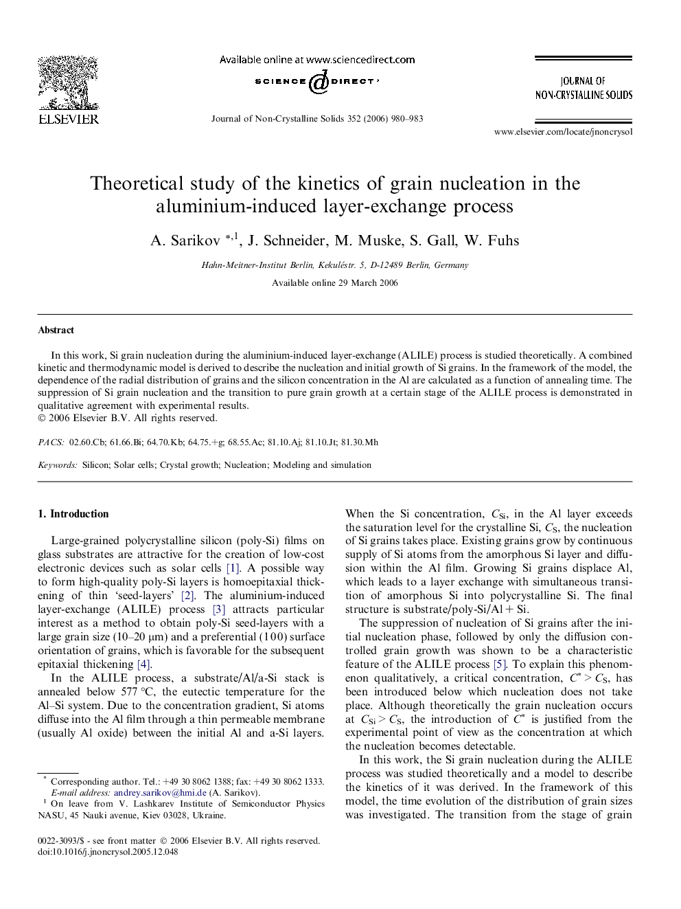 Theoretical study of the kinetics of grain nucleation in the aluminium-induced layer-exchange process