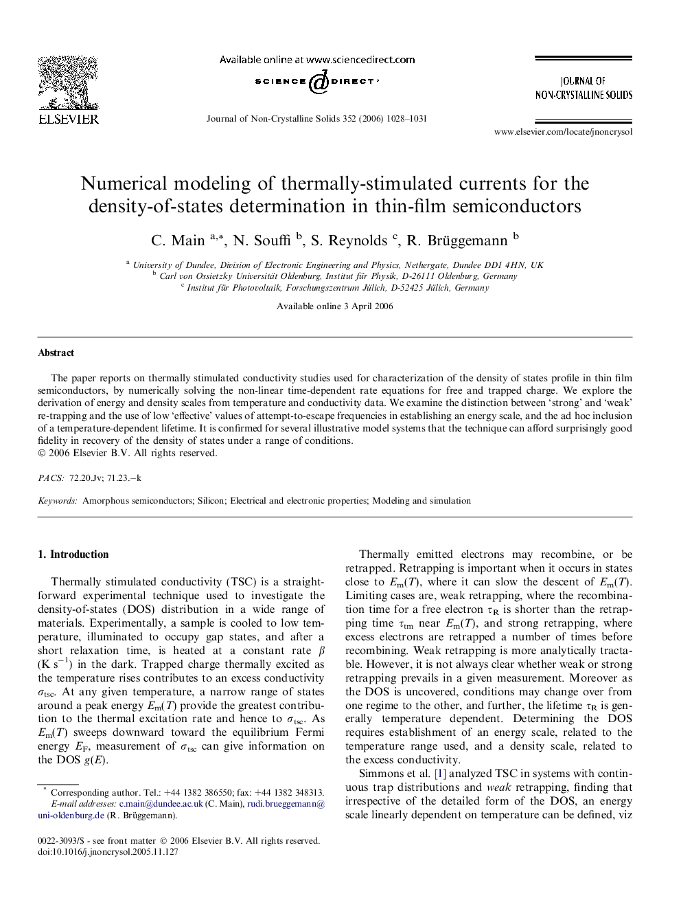 Numerical modeling of thermally-stimulated currents for the density-of-states determination in thin-film semiconductors