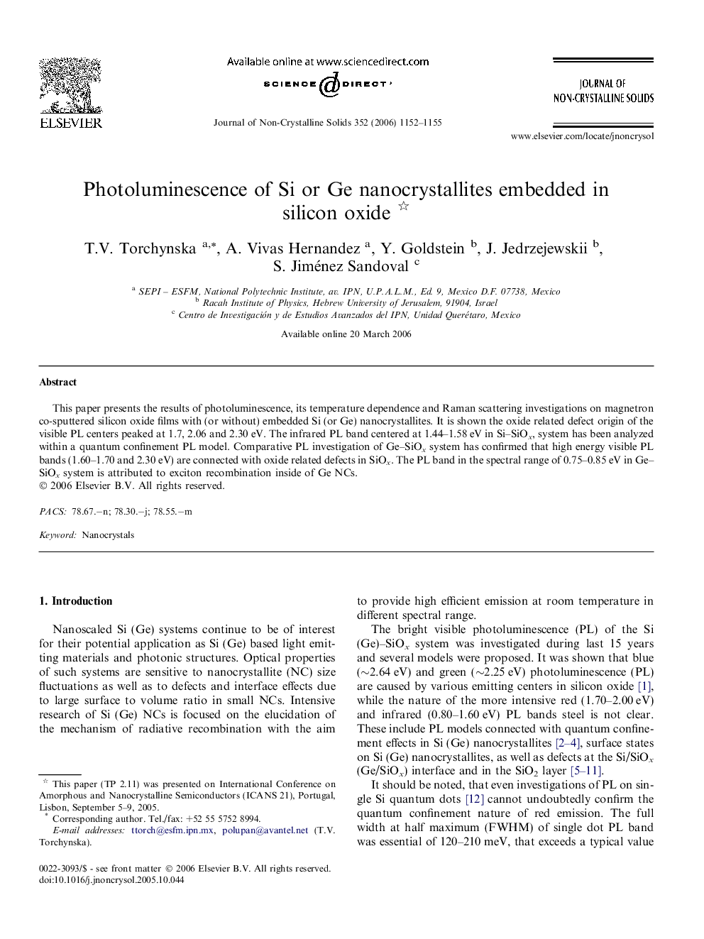 Photoluminescence of Si or Ge nanocrystallites embedded in silicon oxide 