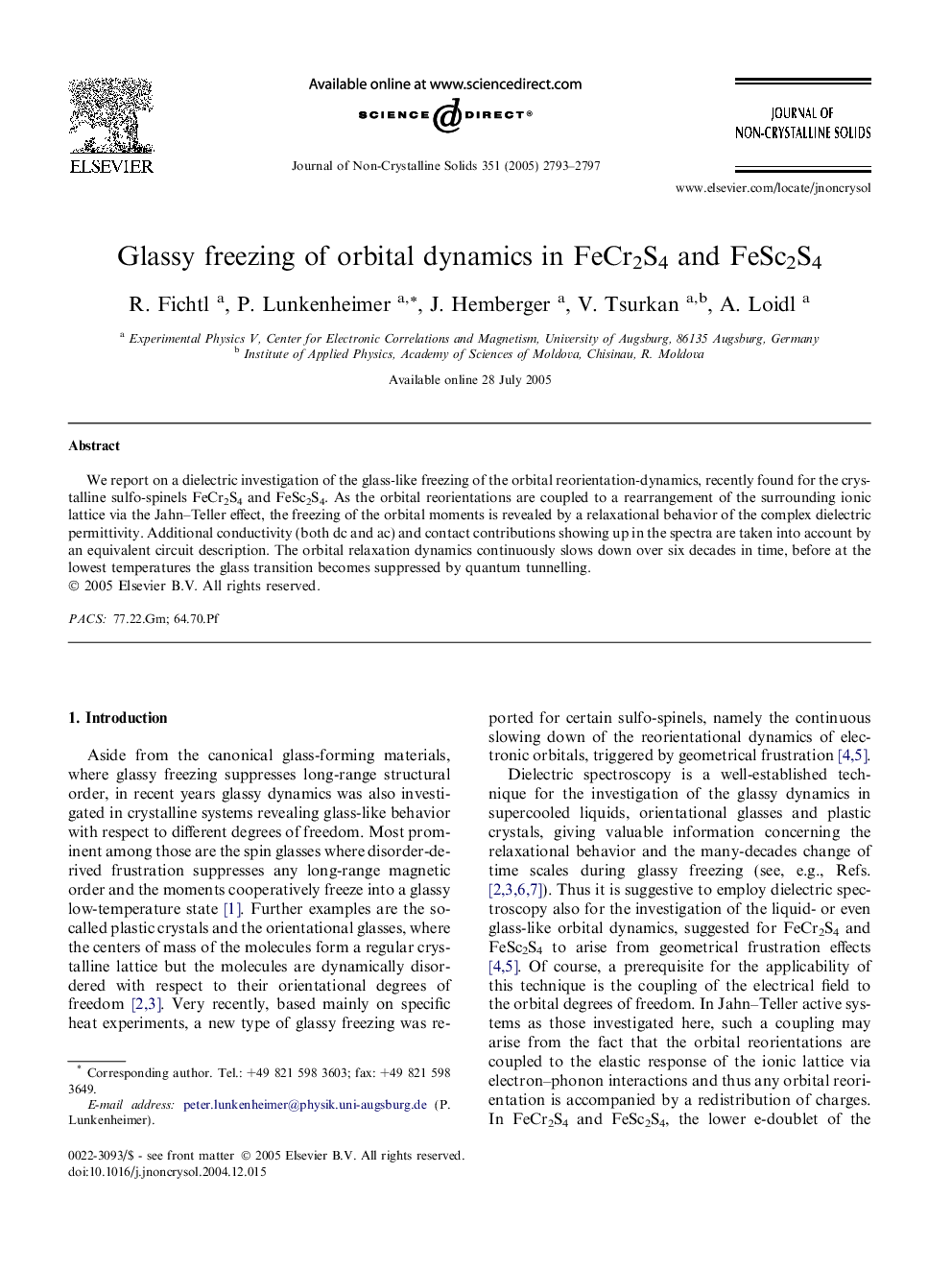 عکس صفحه اول مقاله: Glassy freezing of orbital dynamics in FeCr2S4 and FeSc2S4 Glassy freezing of orbital dynamics in FeCr2S4 and FeSc2S4