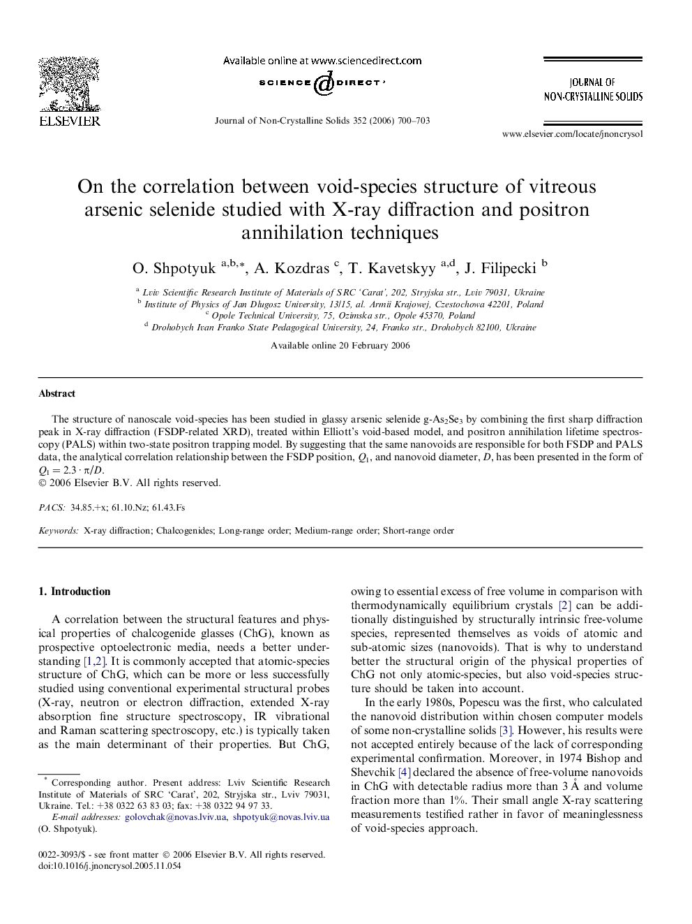 On the correlation between void-species structure of vitreous arsenic selenide studied with X-ray diffraction and positron annihilation techniques