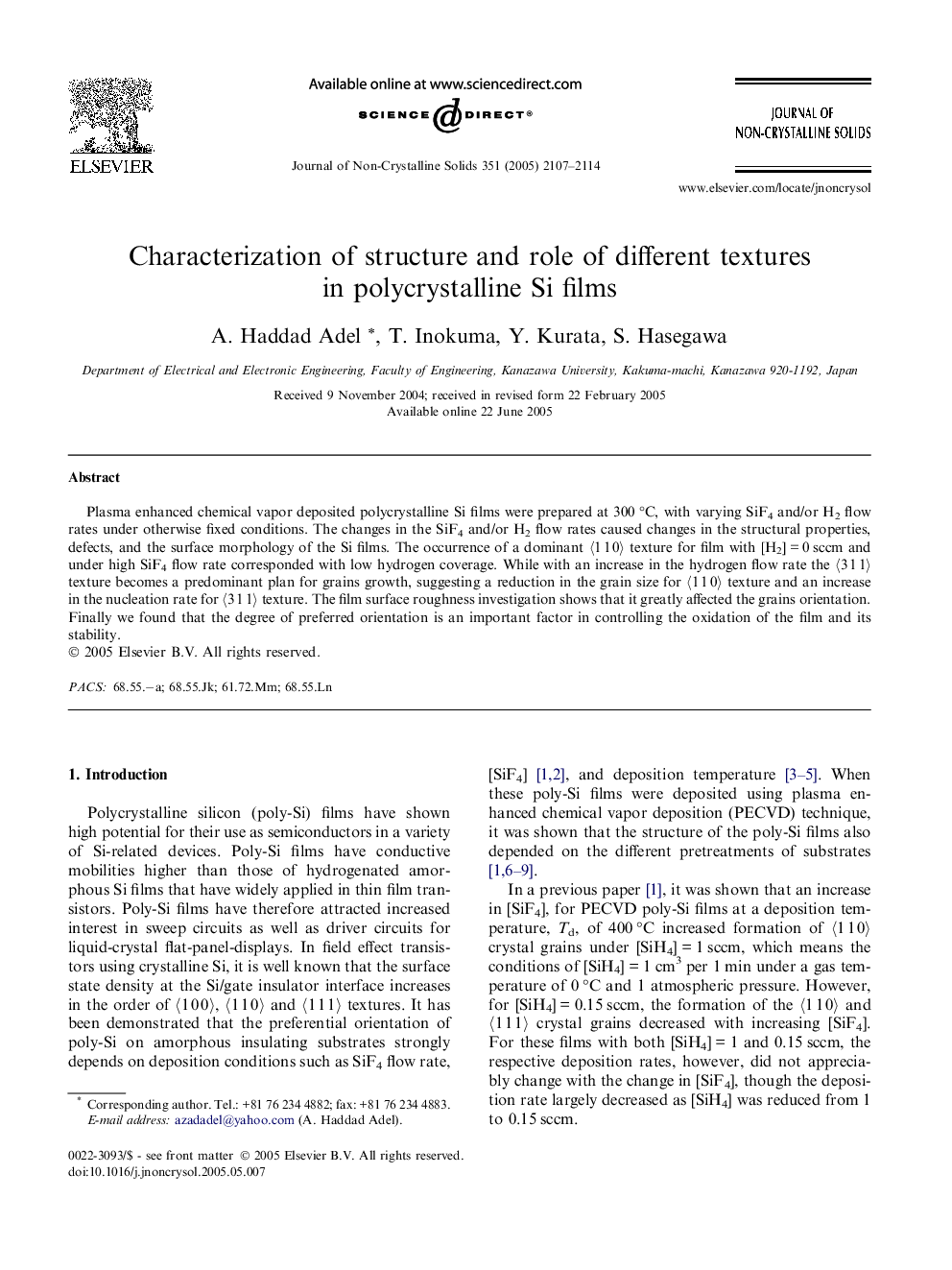 Characterization of structure and role of different textures in polycrystalline Si films