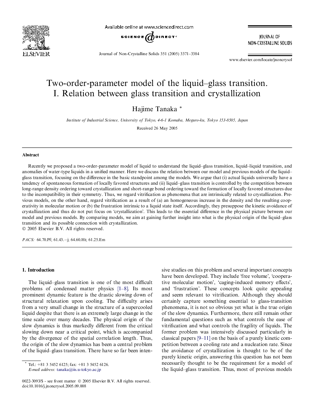 Two-order-parameter model of the liquid–glass transition. I. Relation between glass transition and crystallization