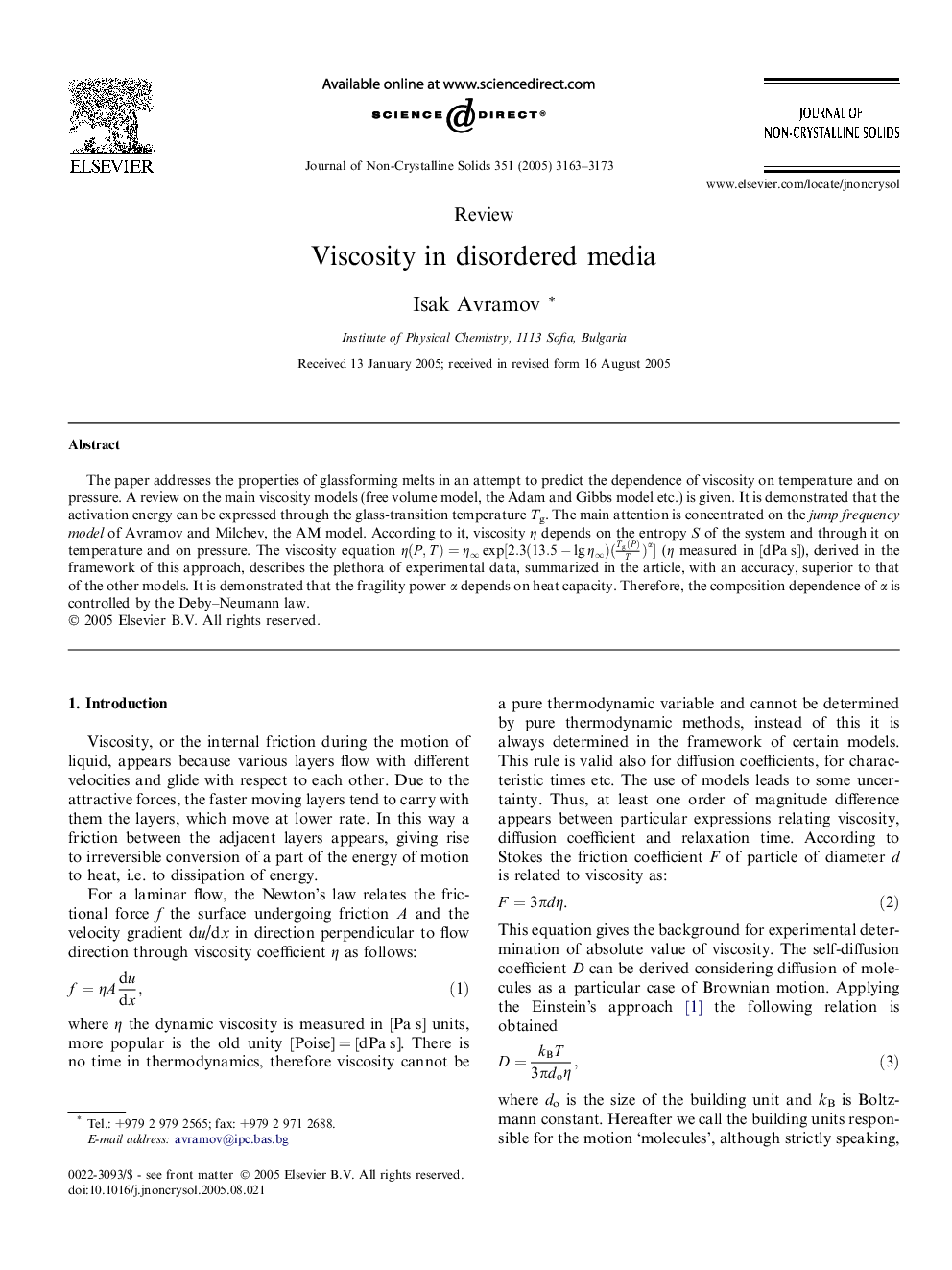 عکس صفحه اول مقاله: Viscosity in disordered media Viscosity in disordered media