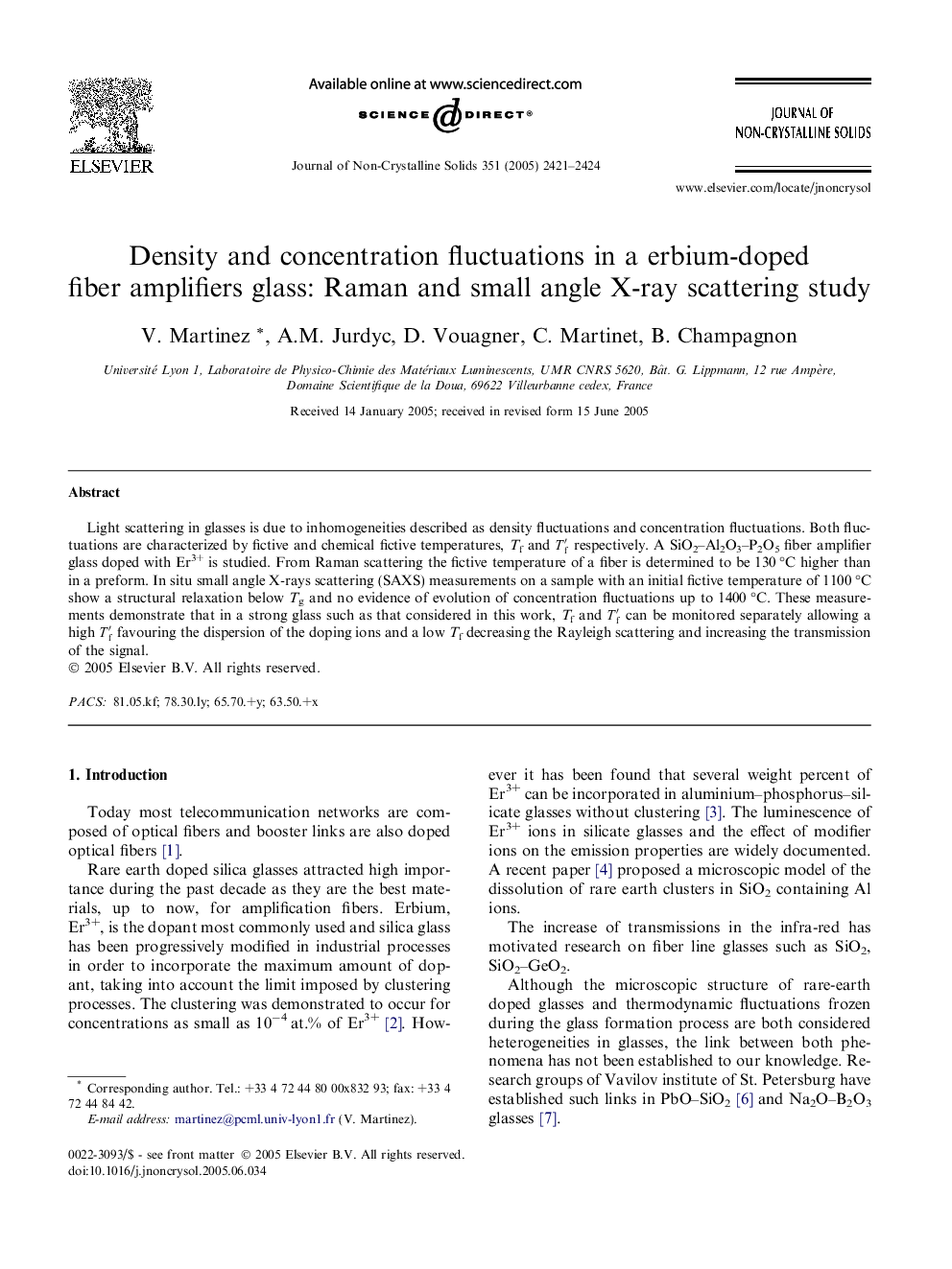 Density and concentration fluctuations in a erbium-doped fiber amplifiers glass: Raman and small angle X-ray scattering study