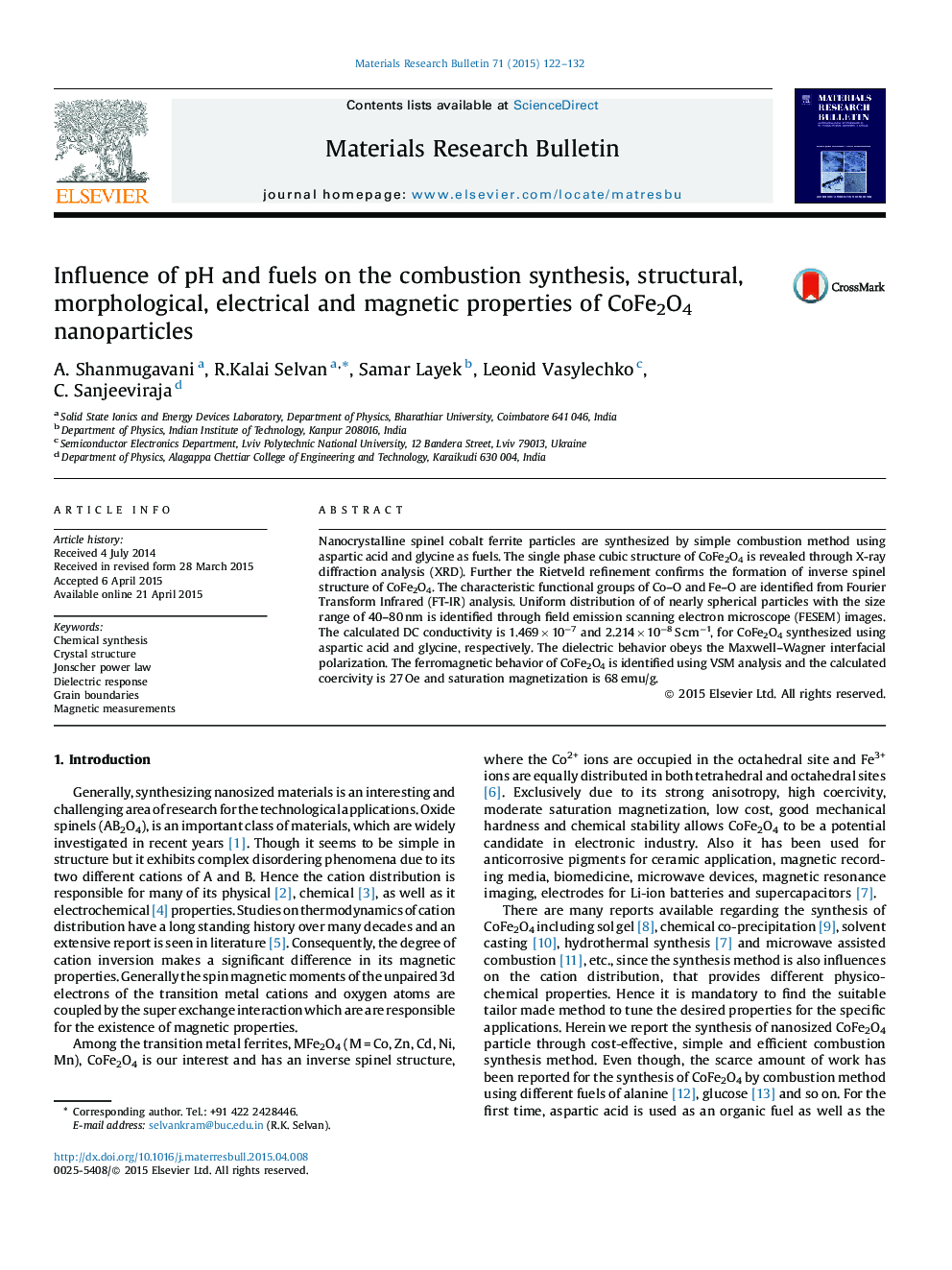 Influence of pH and fuels on the combustion synthesis, structural, morphological, electrical and magnetic properties of CoFe2O4 nanoparticles