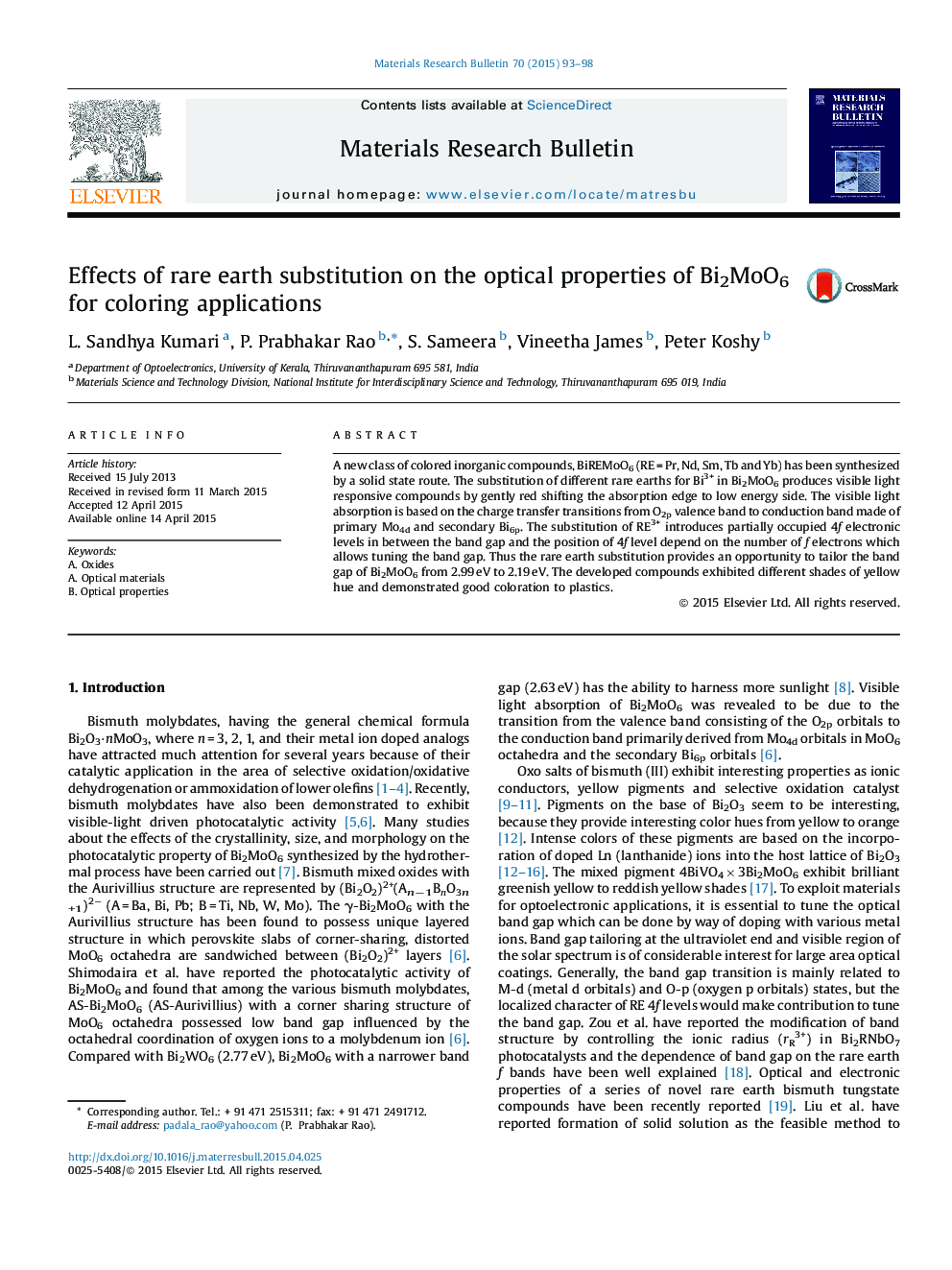 Effects of rare earth substitution on the optical properties of Bi2MoO6 for coloring applications