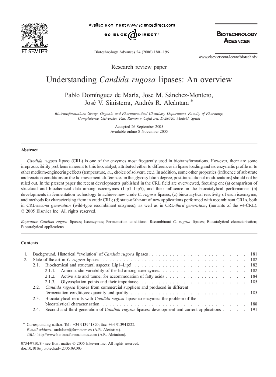 Understanding Candida rugosa lipases: An overview