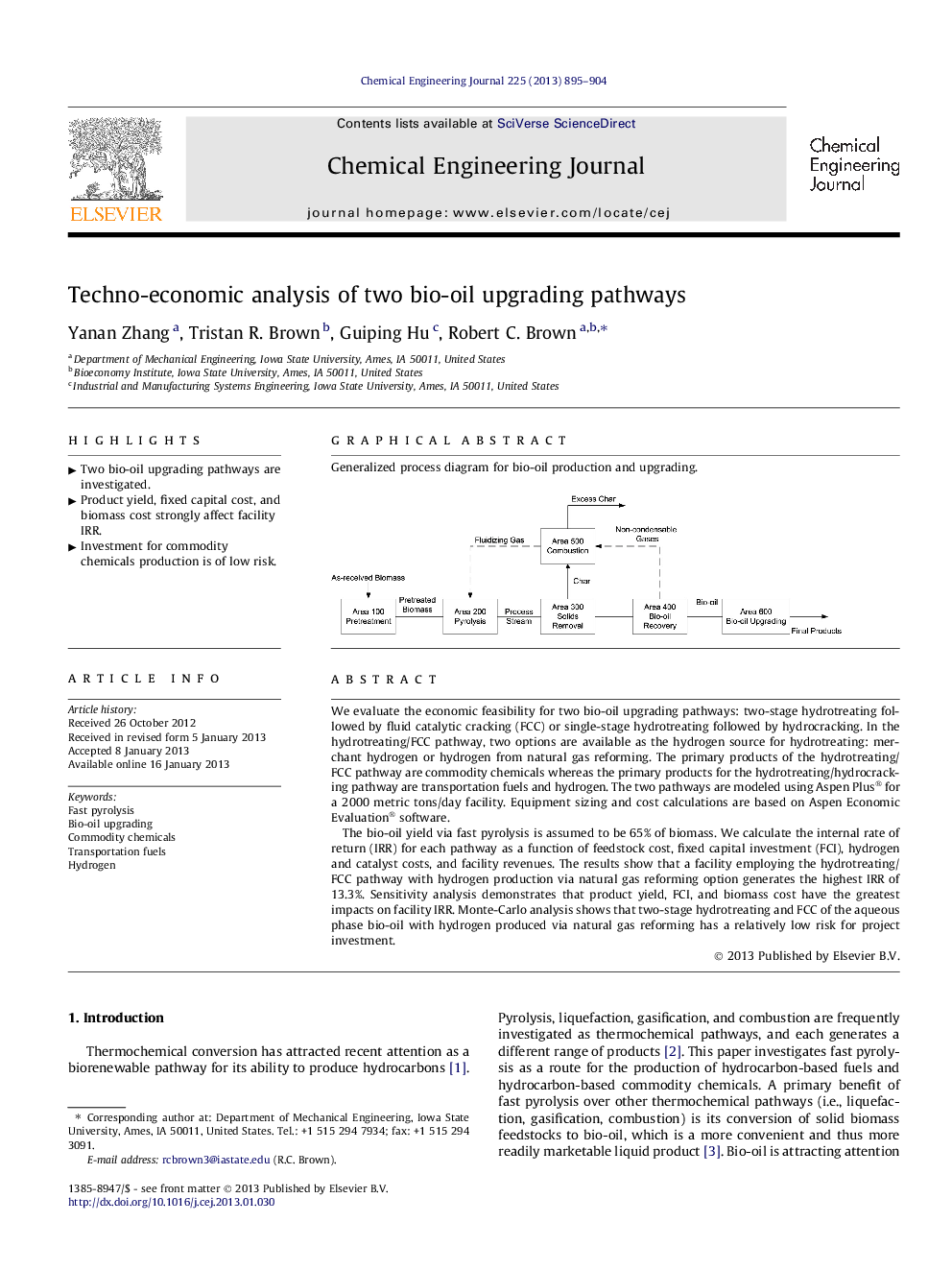 Techno-economic analysis of two bio-oil upgrading pathways