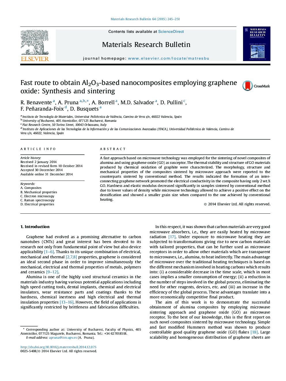 Fast route to obtain Al2O3-based nanocomposites employing graphene oxide: Synthesis and sintering