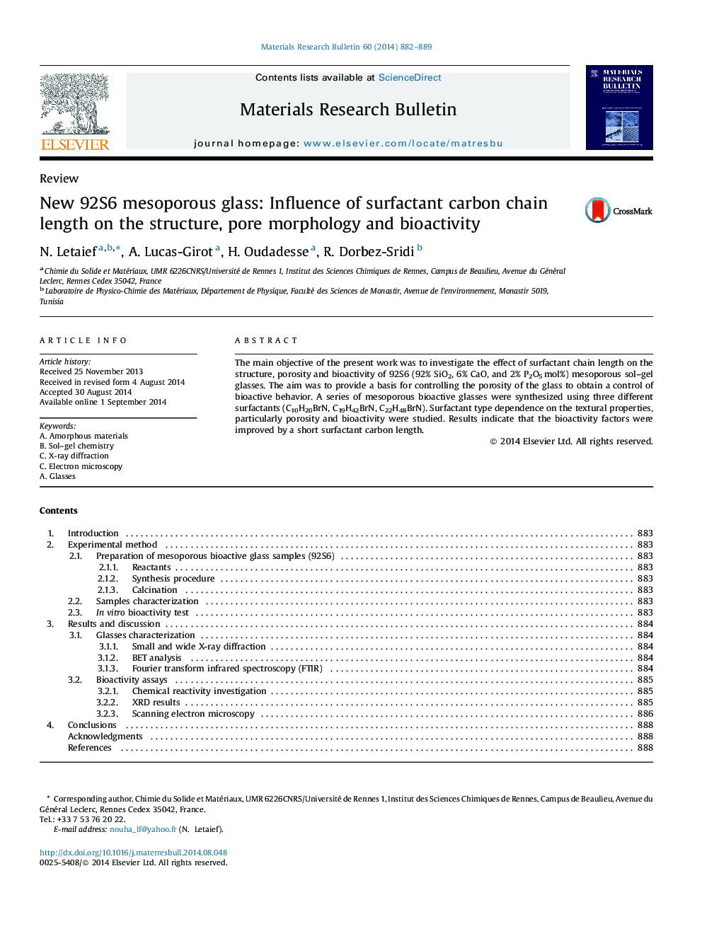 New 92S6 mesoporous glass: Influence of surfactant carbon chain length on the structure, pore morphology and bioactivity