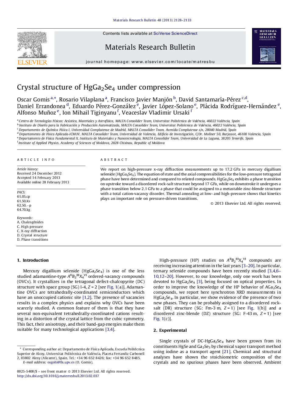 Crystal structure of HgGa2Se4 under compression