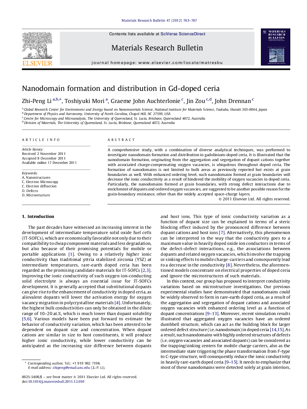 Nanodomain formation and distribution in Gd-doped ceria